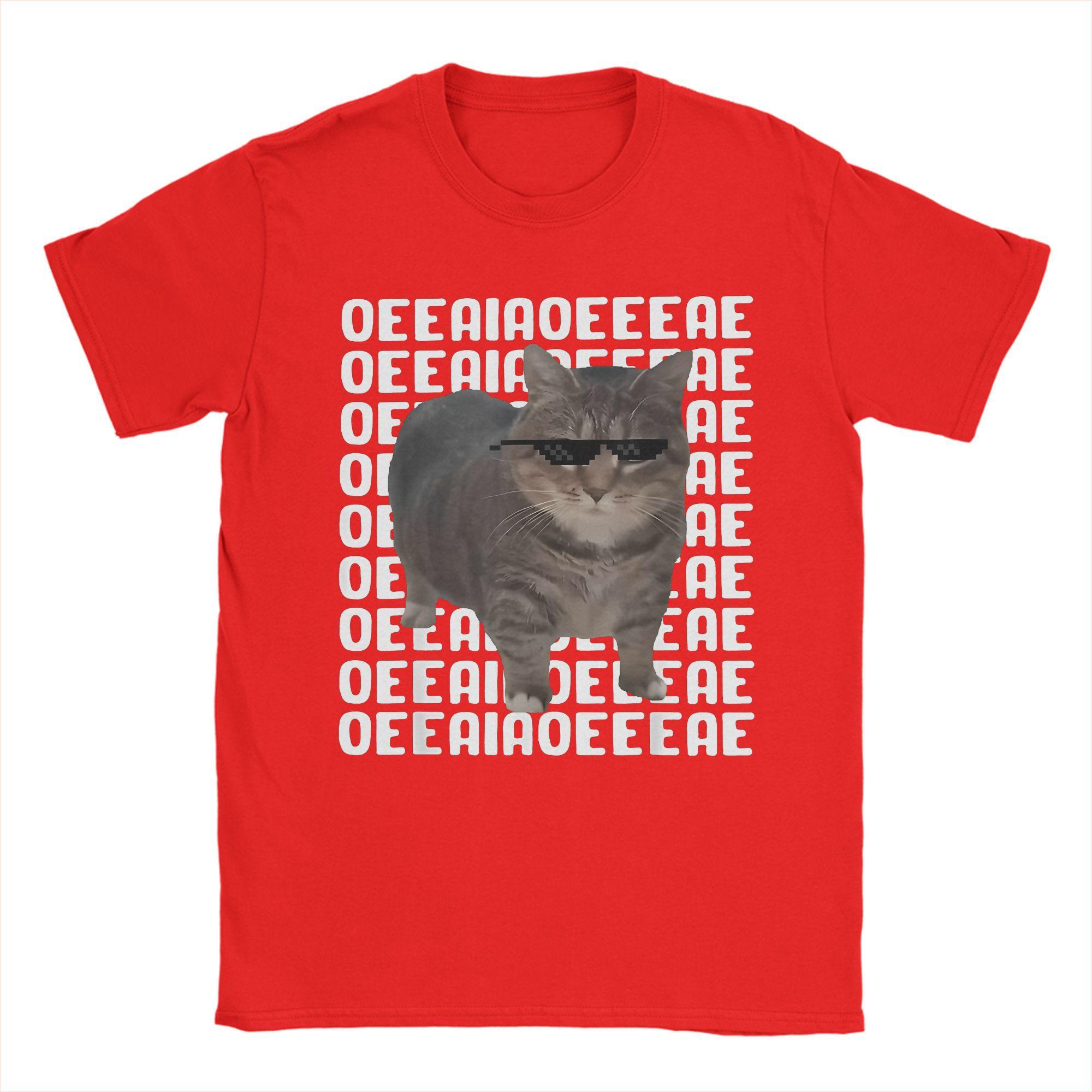 Mens Womens Funny OIIAA OIIAA Spinning Meme Cat Shirt Pure Cotton Print T-Shirt Clothing Outfits S