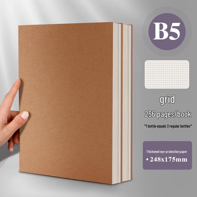 Caderno A4 Extra Grosso em Couro de Vaca Vintage – Opções em Branco, Pautado e Quadriculado, Diário de Registros B5