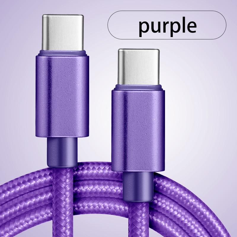 Dual Type-C Fast Charging Nylon Cable for iPhone 15, Samsung, Huawei, and Xiaomi Phones