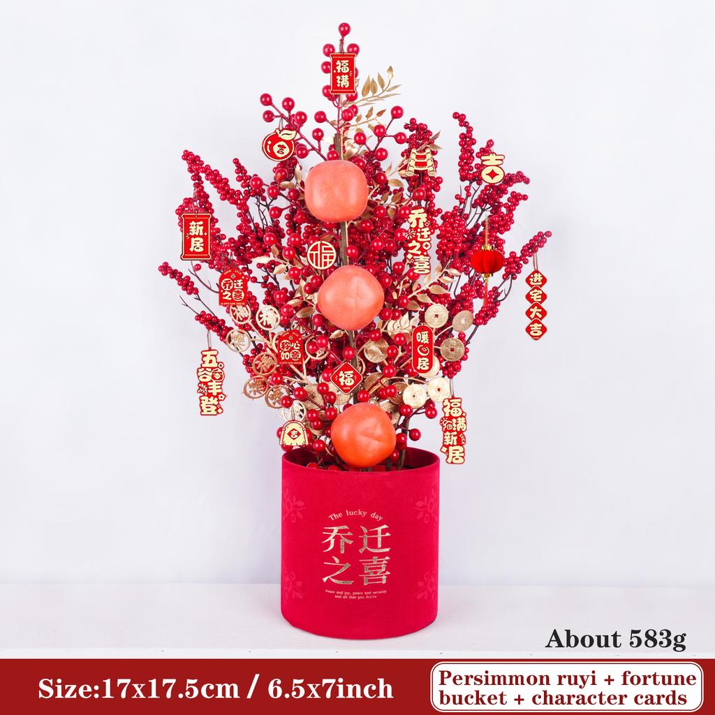 Uflower Lunar New Year Artificial flowers 2026 New Year Artificial Red Fruit Berry Pot Wedding Party Home Room Decorations
