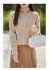 Women's Pure Wool Loose Fit Lapel Pullover Sweater - Versatile Semi-High Neck Knitwear for Autumn/Winter.