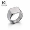 Stainless Steel Signet Rings Men‘s High Polished Smooth Big Width Square Finger Rings Gold Color Anillos Trend Jewelry