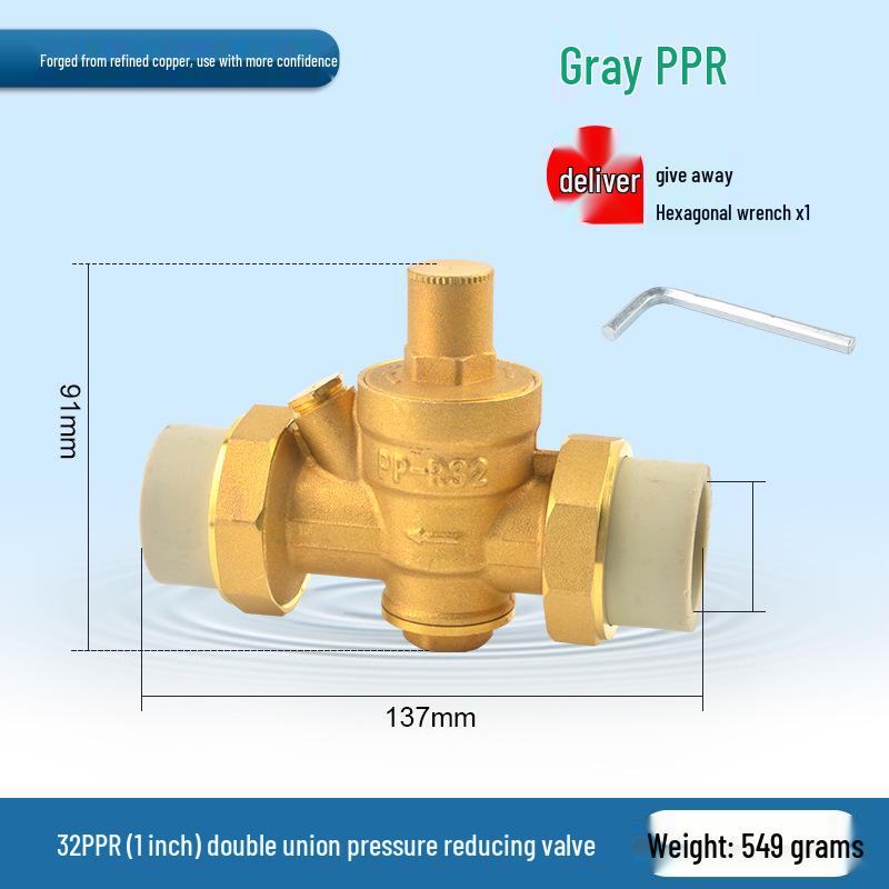 Water Pipe Pressure Reducing Valve for Home Heaters - PPR20/25/32, 4-Point PE Fitting
