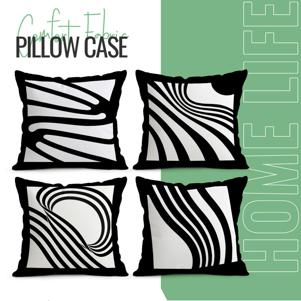 Black Geometric Line Pillowcase Printed Polyester 40/45/50cm Throw Pillowcover Decorative Sofa Cushion Pillowslip Home Decor