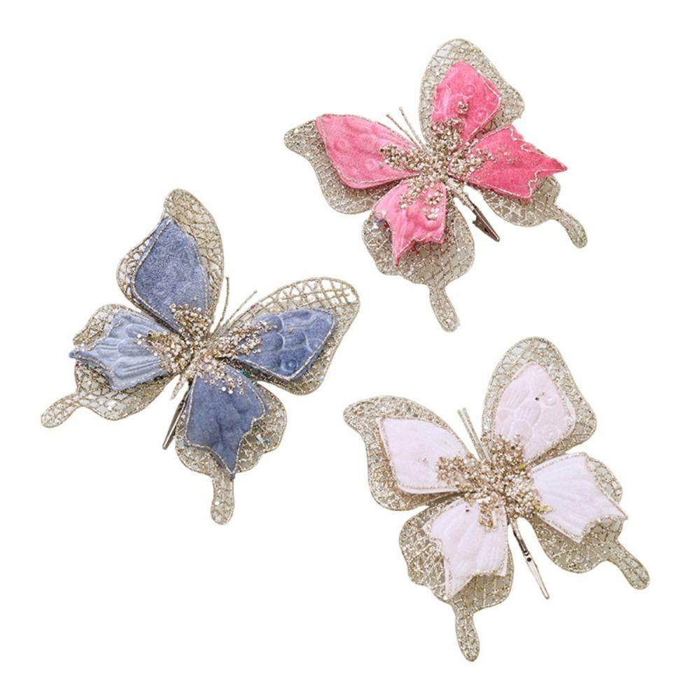 Fabric Fabric Glitter Butterfly Butterfly Hanging Decoration Christmas Tree Decoration  Festival