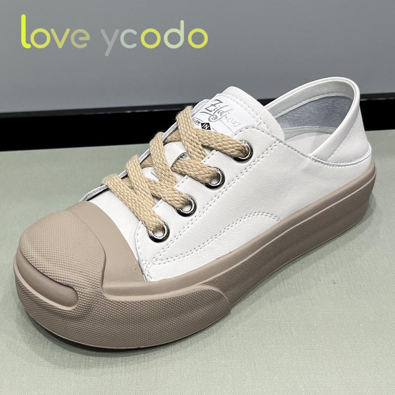 Vår och höst Flickor Studenter och Kvinnor Naturläder Tofflor och Low Top Casual Shoes