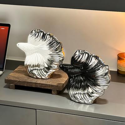 Artigianato Ceramico Ornamenti Creativi Pesce Koi Scultura Pesce Gradiente Argento Statuette Decorative Accessori per la Decorazione della Casa