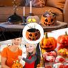 Halloween Bowl Pumpkin Candy Dish Sugar Container With Moving Skeleton Hand For Gathering Porch Classroom Birthday Halloween
