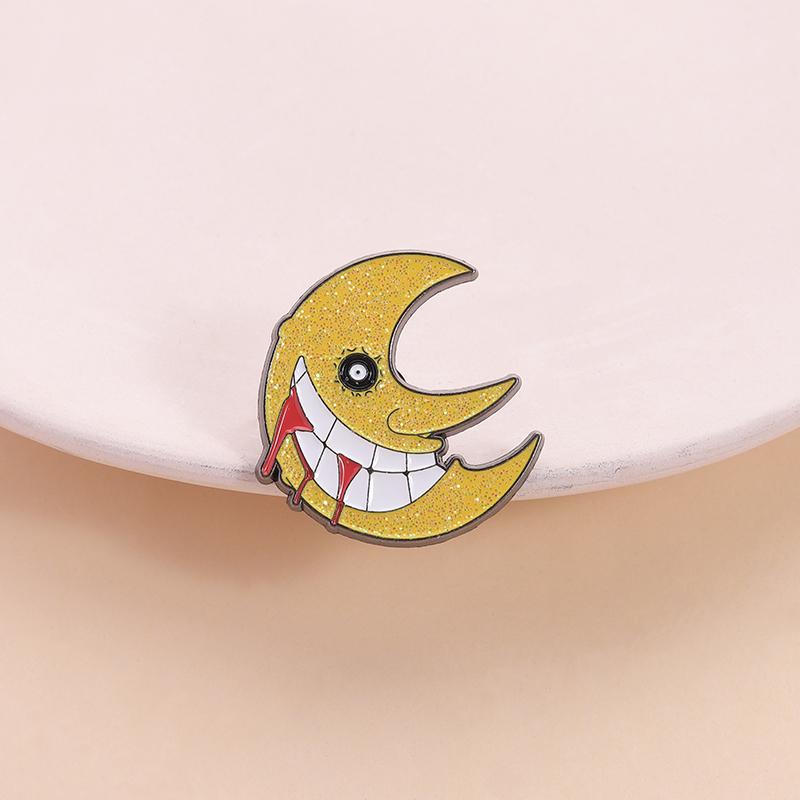 Evil Smile Horror Moon Enamel Pin Magical Manga Anime Peripherals Metal Brooch Lapel Badge Fashion Jewelry Gifts for Friends
