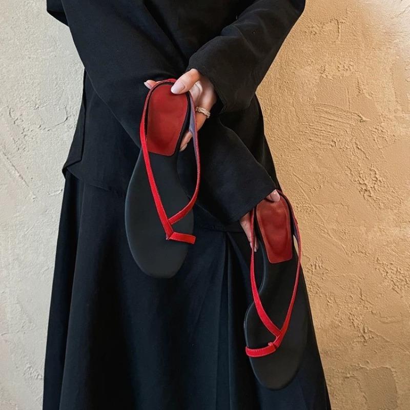 Sheepskin version~ Korean set-toed small slope heel sandals for women's summer new beach open-toed cool slippers