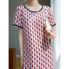 Women's Crew-neck Dress Summer Splicing Loose Large Size Fashion Short-sleeved Mid-length Dress