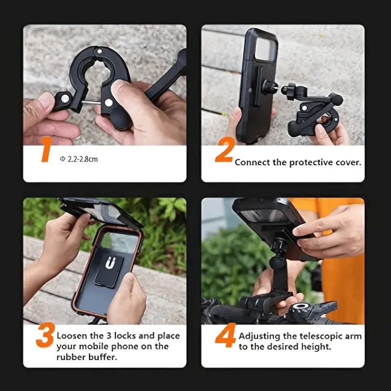 Waterproof Motorcycle Bike Mobile Phone Holder Magnetic Universal Bicycle GPS 360° Swivel Adjustable Phone Accessories