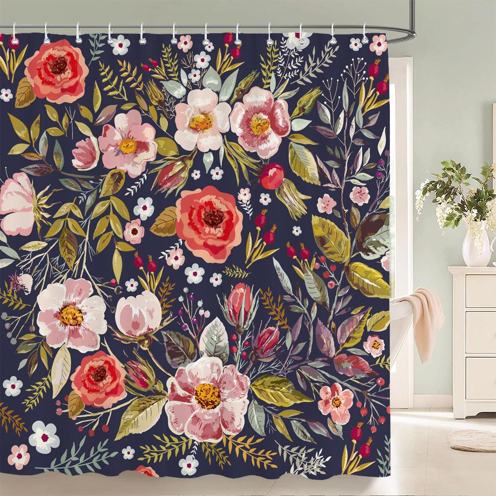 3d Flowers Pattern Shower Curtains Bathroom Curtain 180*180cm Waterproof With 12 Hooks Home Decor Washable Fabric Bath Screen