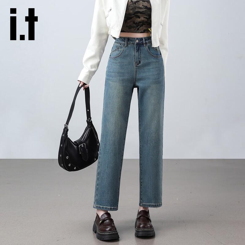 Izzue It Women's Blue Slimming High-Waist Straight Leg Ankle Jeans