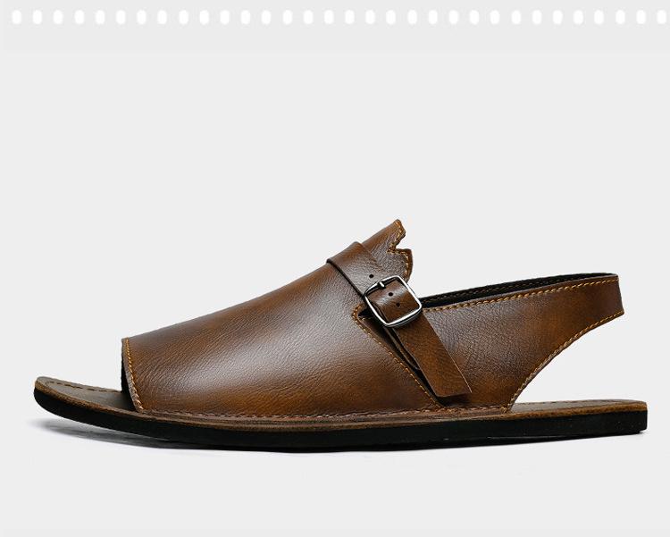Herren Sommersandalen aus echtem Leder mit weicher Sohle und modischer Schnalle - Größen 45-47