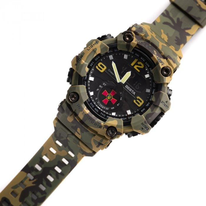 Taktische Sportuhr für Herren Besta Brave ZSU Army Green mit dem Wappen der Armee der Ukraine