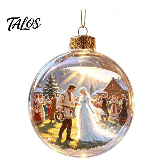 Garden Holiday Ornaments Glowing Christmas Story Ornament, Light-Up 3D Hanging Ball with Warm LED, Mini Decorative Spheres for Holidays Scene