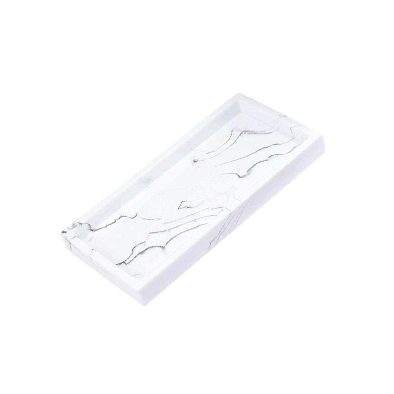 

Мраморный поднос для хранения вещей Поднос для туалетного столика Блюдо для украшений Поднос для ванны белый