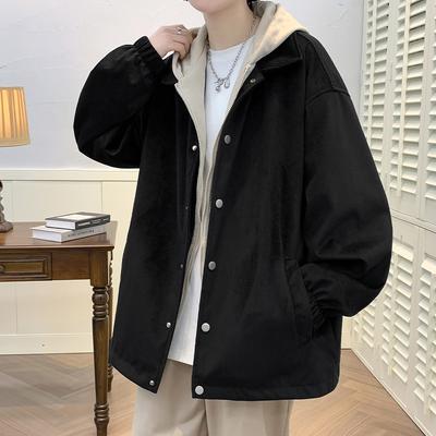 Spring and Autumn Seasons Retro Coat Men's Youth Loose Work Suit Flip Collar Jacket Men