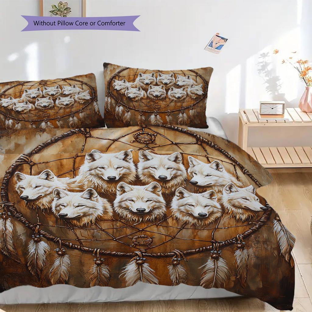 Wolf Pattern Bedding Quilt Set Quilt Cover Pillowcase Home Decoration Birthday Gift (1 * duvet cover + 2 * pillowcase, without core)