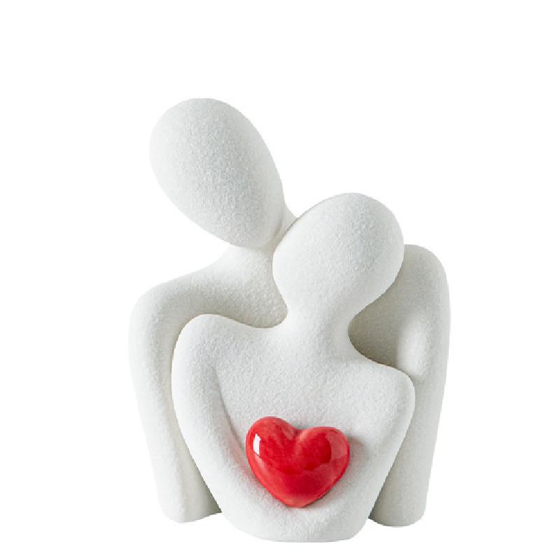 Couple Hug Ceramic Love Statue Mini Hugging Sculpture Romantic Figurine Lover