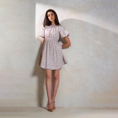 Virgio Women Knee Length Puff Sleeve Fit And Flare Fit Round Dress