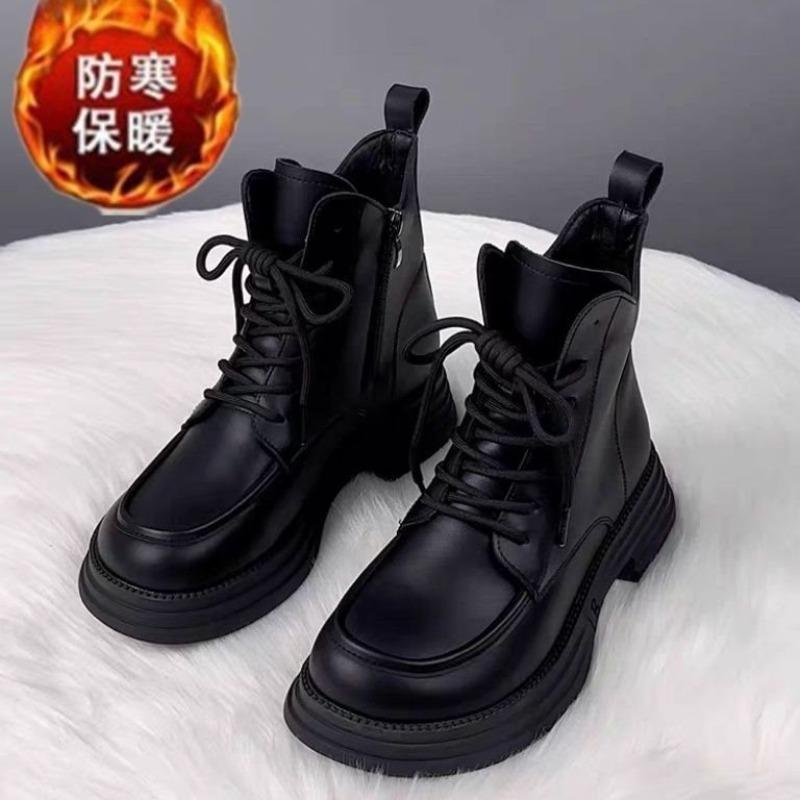 Shandisha Martin Boots Women's Winter New Thick-soled Black Skinny Short Boots Flat-soled Versatile Cotton Boots