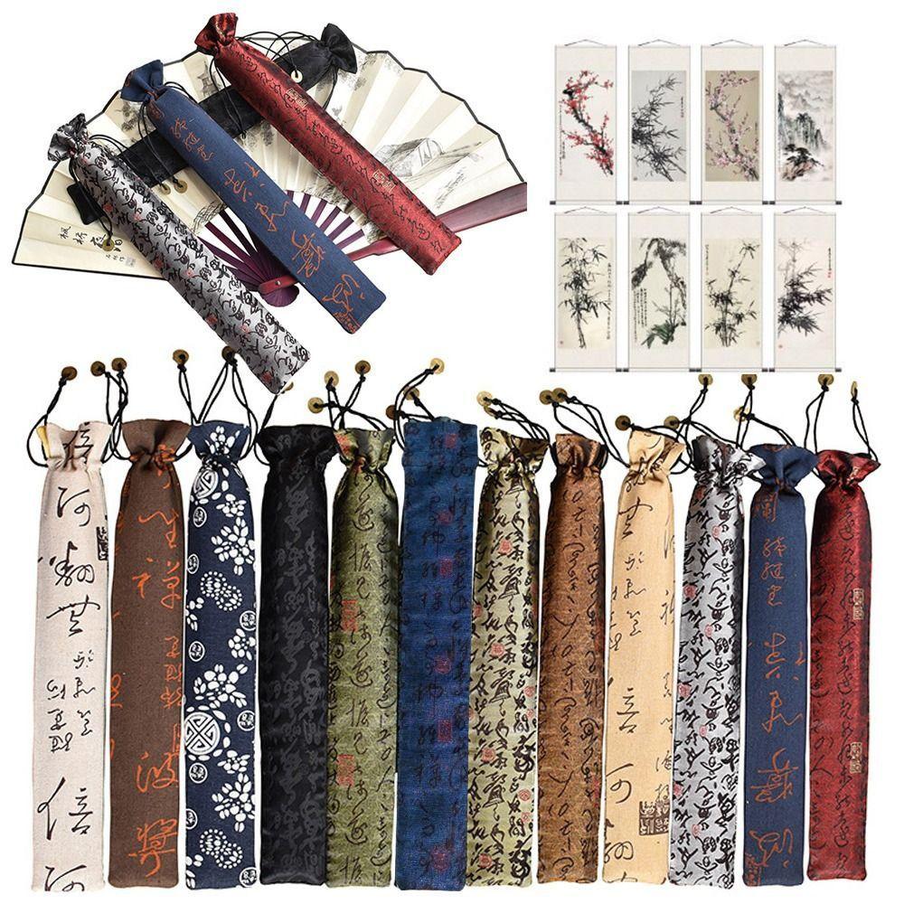 Brocade Folding Hand Fan Bag Gifts Packing Flute Protector Case Cover Picture