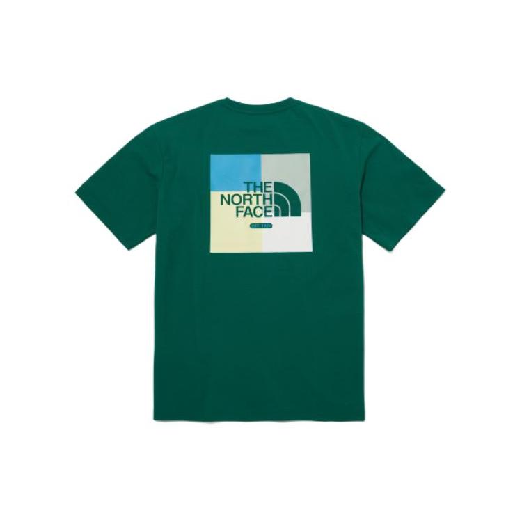 The North Face T-Shirts Men's Green Crew Neck Moderate Straight Fit NT7UP11N