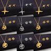 Women's Luxury Titanium Steel Necklace & Earring Set: EKG Coconut Tree & Heart Design, Non-Fading Jewelry