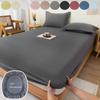 Cotton Fitted Bedsheet with Elastic Band Solid Color Dustproof Mattress Cover King Queen Size Beds Sheets Pillow Case Home Decor