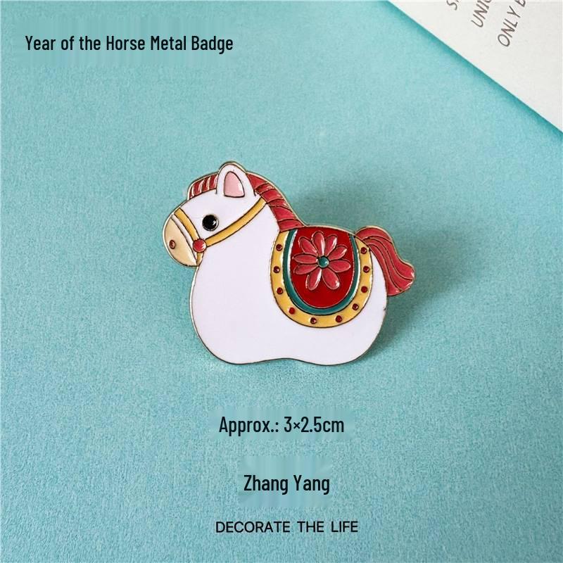 Colorful 2026 Year of the Horse Metal Brooch - Little Horse Pin Badge for Clothing Accessories
