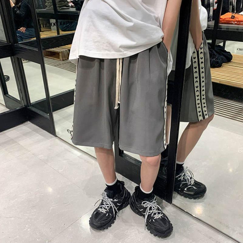 Men's Summer Breathable and Comfortable Side Webbing Design Casual Shorts Five Points Large Size Loose Sports Outer Wear Shorts