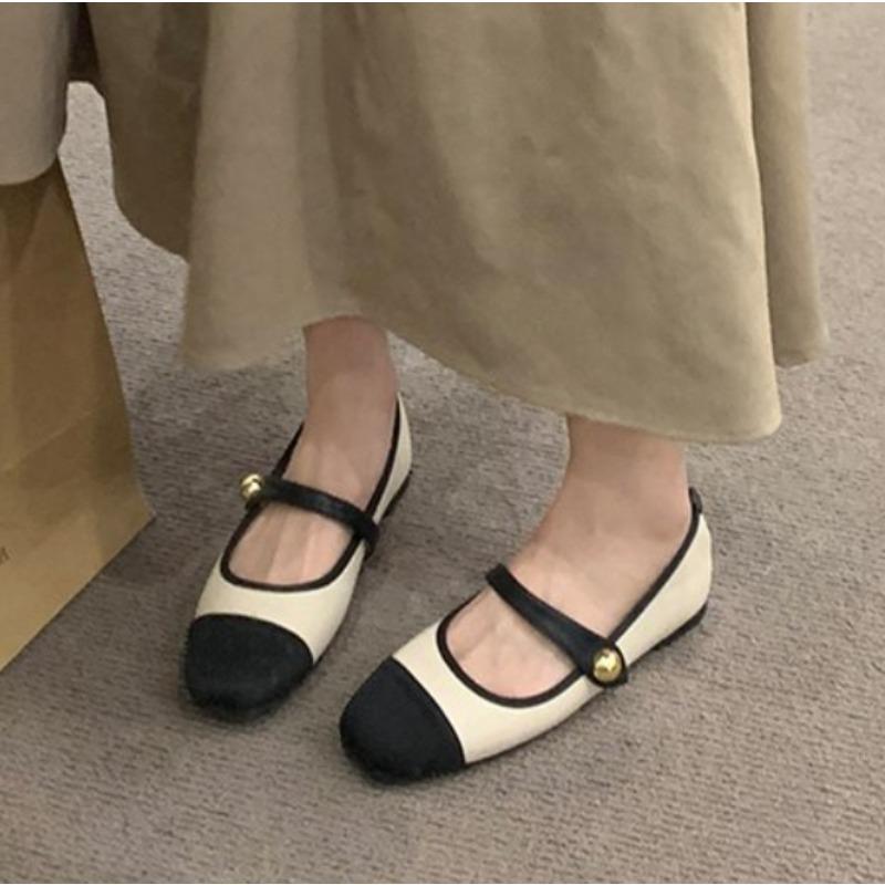 Fashion New Style Women Flat Shoes Fashionable and Versatile Square Toe French Mary Jane Shoes Women Summer Soft Soled Beanie Shoes