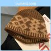 Hat Rhombus Fisherman Grid Pattern Cap Knitted Warmth Oversized Design Unisex
