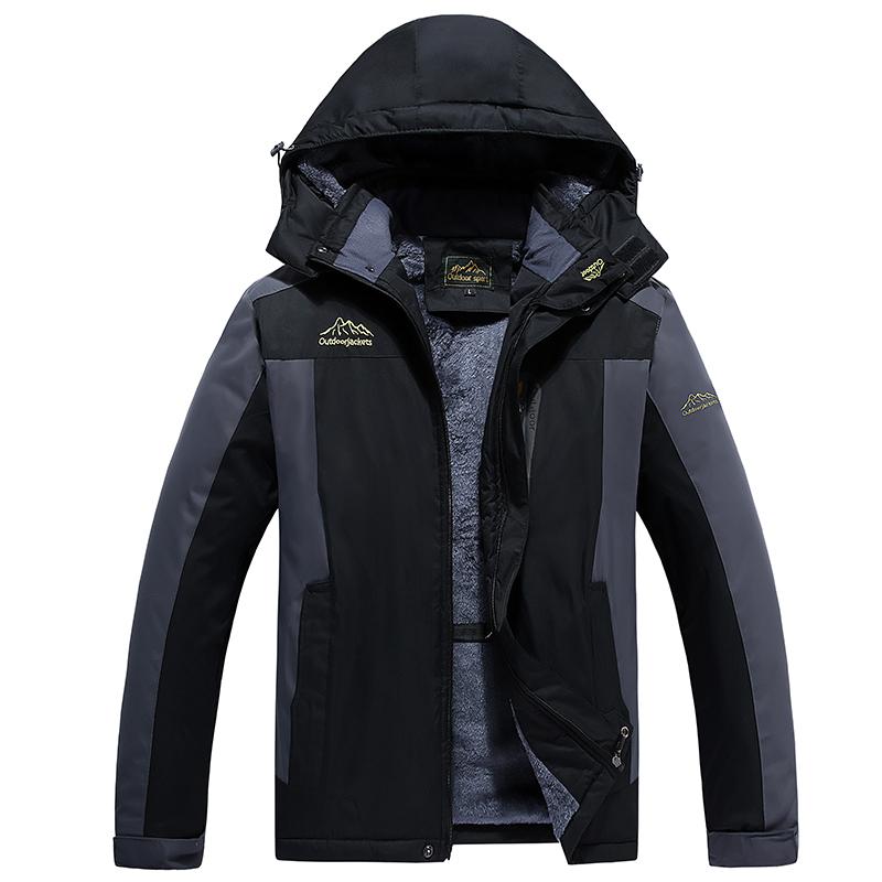 Winter Plus Velvet Mountain Jackets Mens Hiking Jackets Outdoor Removable Hooded Coats Ski Snowboard Parka Winter Outwear 9XL