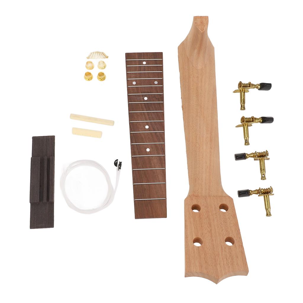 Make Your Own Ukulele Kit Guitar Neck String Knob Bridge Wooden 21in Unfinished Ukulele Parts