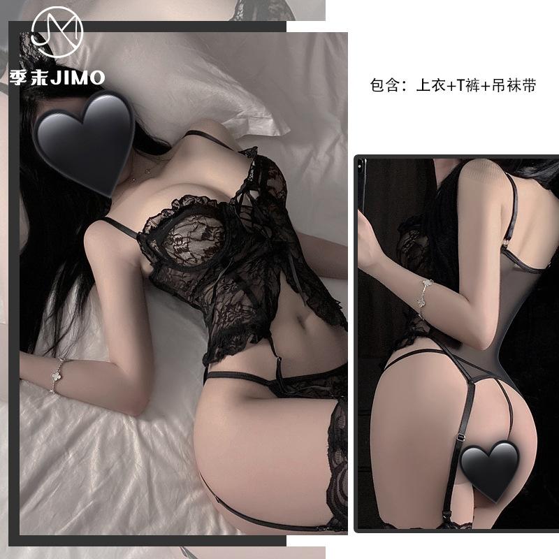 Sexy underwear new temperament lace empty bra sexy strap bow one-piece seduction woman