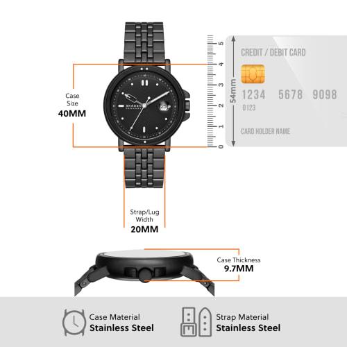 Skagen Men's Signatur Sport Three-Hand Date Black Stainless Steel Watch, SKW6920