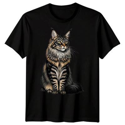 Maine Coon Cat Feline Animals Mens T Shirt Illustrated Graphic