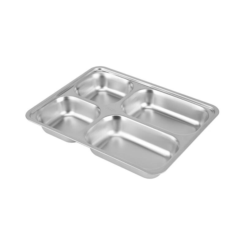 304 Stainless Steel 4-Compartment Canteen Tray