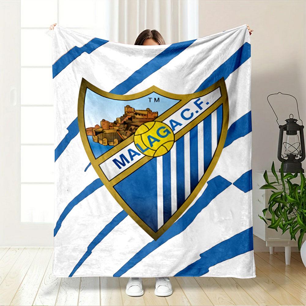 Blue and White Malaga CF Logo Blanket for All Seasons Blanket Lunch Break Throw Gift