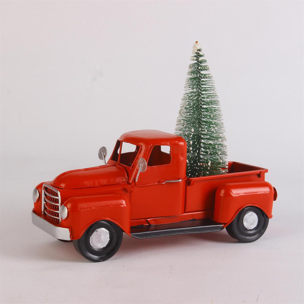 Vintage Metall LKW Ornament Weihnachtsbaum Blume Pickup Auto Modell Regal Akzent Weihnachtsgeschenk Heimdekoration