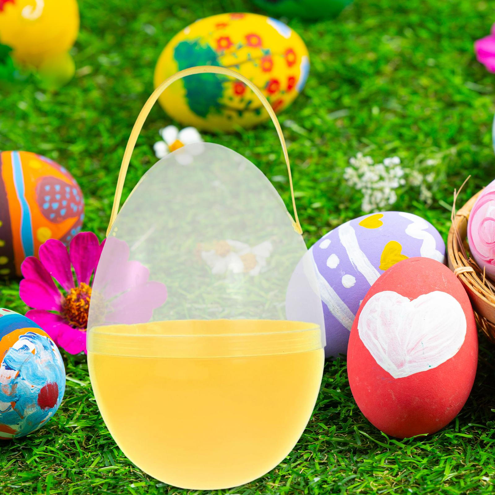 Наполняемые пасхальные яйца, наполнители для корзины, контейнер в форме яйца с ручкой для наполнения конфетами жёлтый