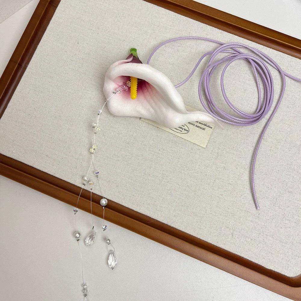 

Rhinestone Zantedeschia Necklace Choker Beaded Pendant Tie Temperament Flower Chock Wedding
