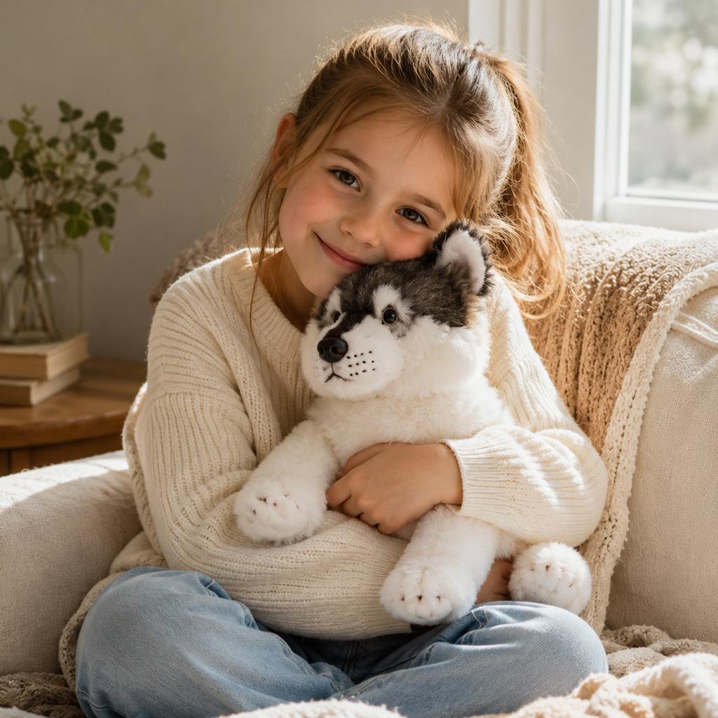 Plush Dog Toy Soft Stuffed Animal Realistic Sitting Puppy Plushie Gift for Kids and Collectors Home Decoration