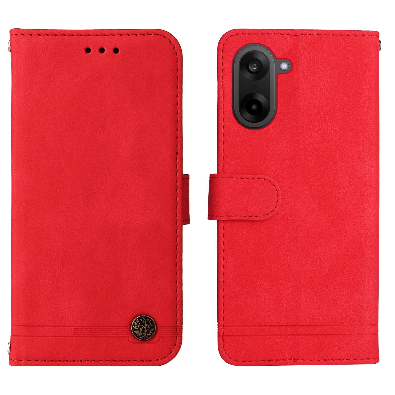 

For OnePlus Ace 5 Racing 5G/OnePlus Nord CE5 5G Leather Wallet Cases Skin Touch Phone Cover Stand with Strap Red