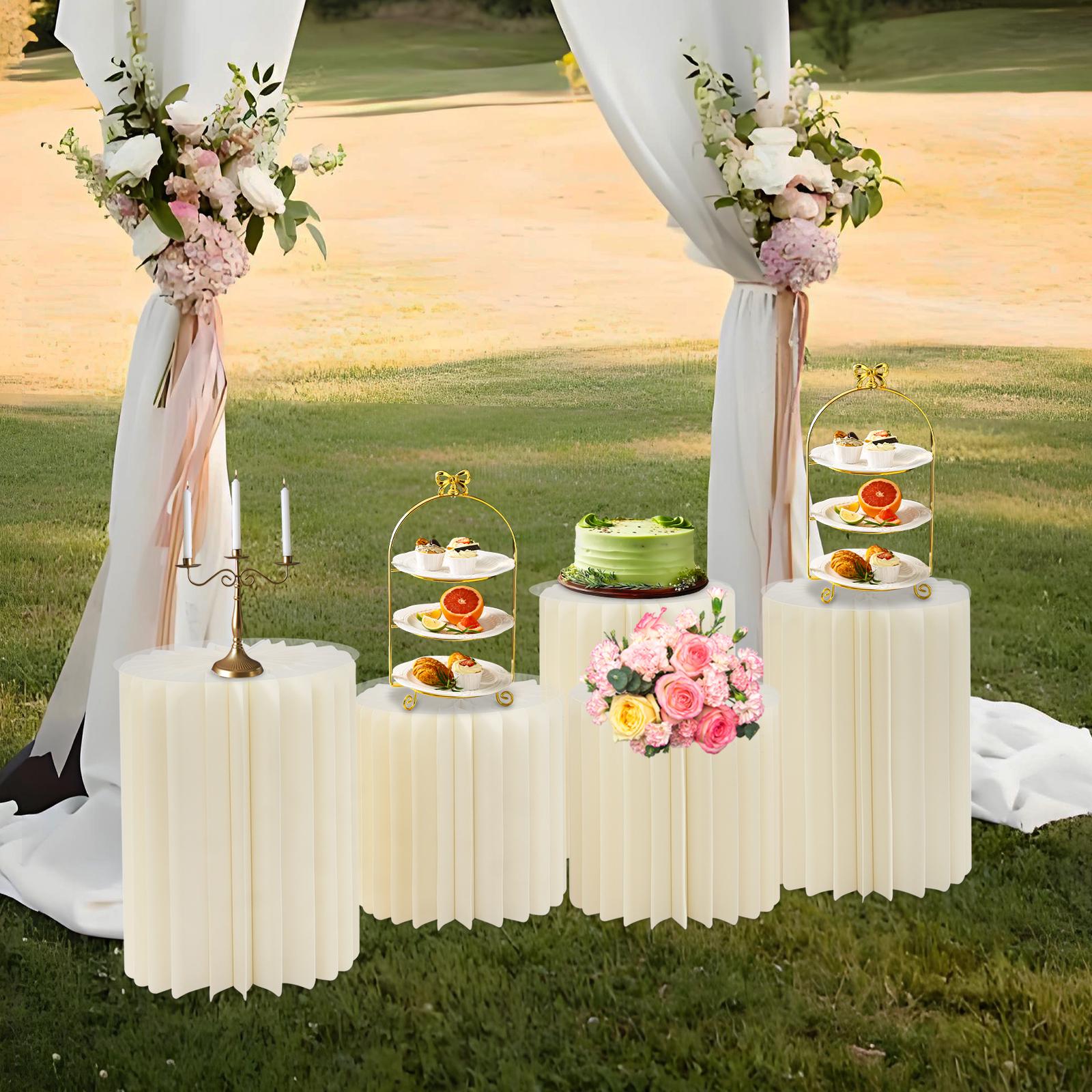 

5 Pcs Premium Folding Column Displays, Versatile Wedding & Event Decor, Floral Dessert Table Centerpiece Stands, Backdrop Props белый