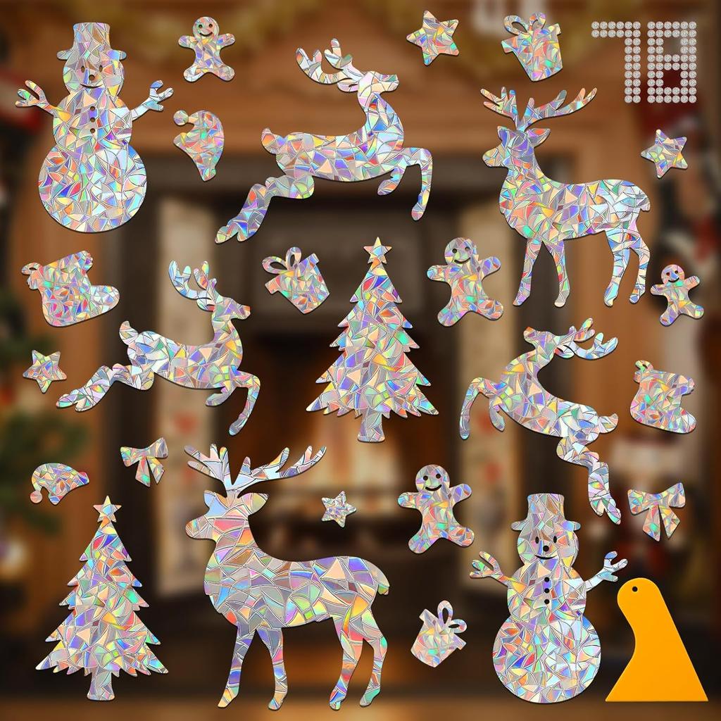 Window Decals for Birds Strikes, DELLAN 35 Anti-Collision Bird Deflectors, Suncatcher Stickers Rainbow Window Clings for Glass Windows