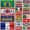 Country Flag Tin Sign Plaque France Spain Germany License Plate For Wall Home Restaurant Craft Bar Decor Metal Sign Mexico US